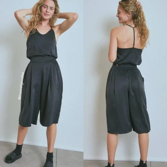 lunya Pants - Lunya Washable Silk Crop Pants Wide Leg Black Womens Sz XS Lounge Pajamas